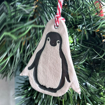 Ceramic Personalised Penguin Christmas Decoration, 2 of 7