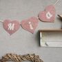Heart Shaped Bunting In Dusky Pink For Girls Baby Room, thumbnail 4 of 12