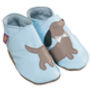 Boys, Girls Soft Leather Baby Shoes Blue With Daschund, thumbnail 1 of 1