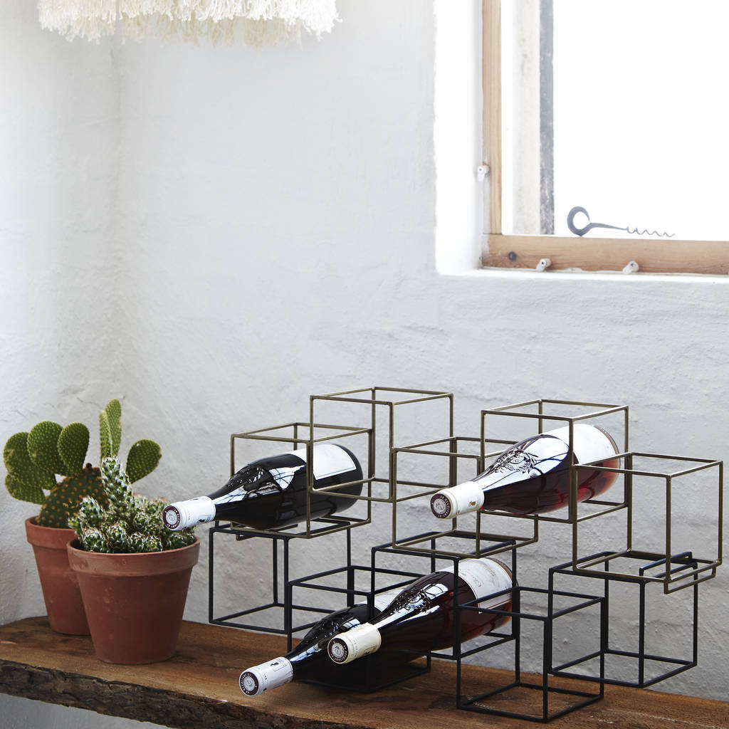 metal cube wire bottle holder by posh totty designs interiors