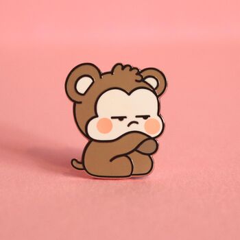 Grumpy Monkey Enamel Pin | Cute Pin Badges, 3 of 6