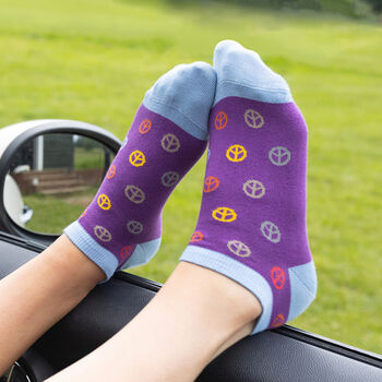 Peace And Retro Purple Women's Trainer Socks Bundle, 6 of 7