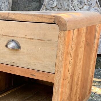 Handcrafted Wooden Bedside Table And Drawer, 2 of 3