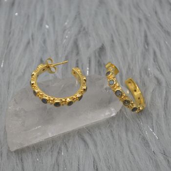 Labradorite Hoop Earrings: Silver Or Gold, 4 of 12