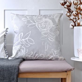 Grey Watercolour Rose Cushion, 2 of 2