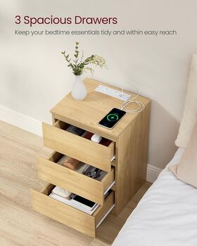 Set Of One/Two Bedside Table With Charging Station, 6 of 12