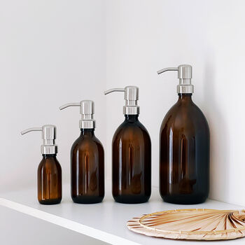 Refillable Amber Bottle With Choice Of Metal Pump Colour, 7 of 10