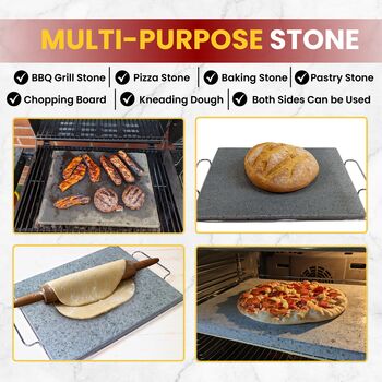 Pizza Baking Stone, Rectangle 100% Natural Lava Stone For Oven And BBQ, 3 of 8