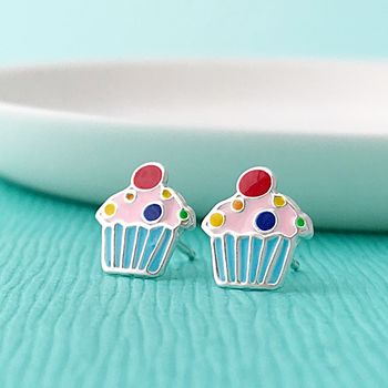 Personalised Sterling Silver Cupcake Earrings, 2 of 5