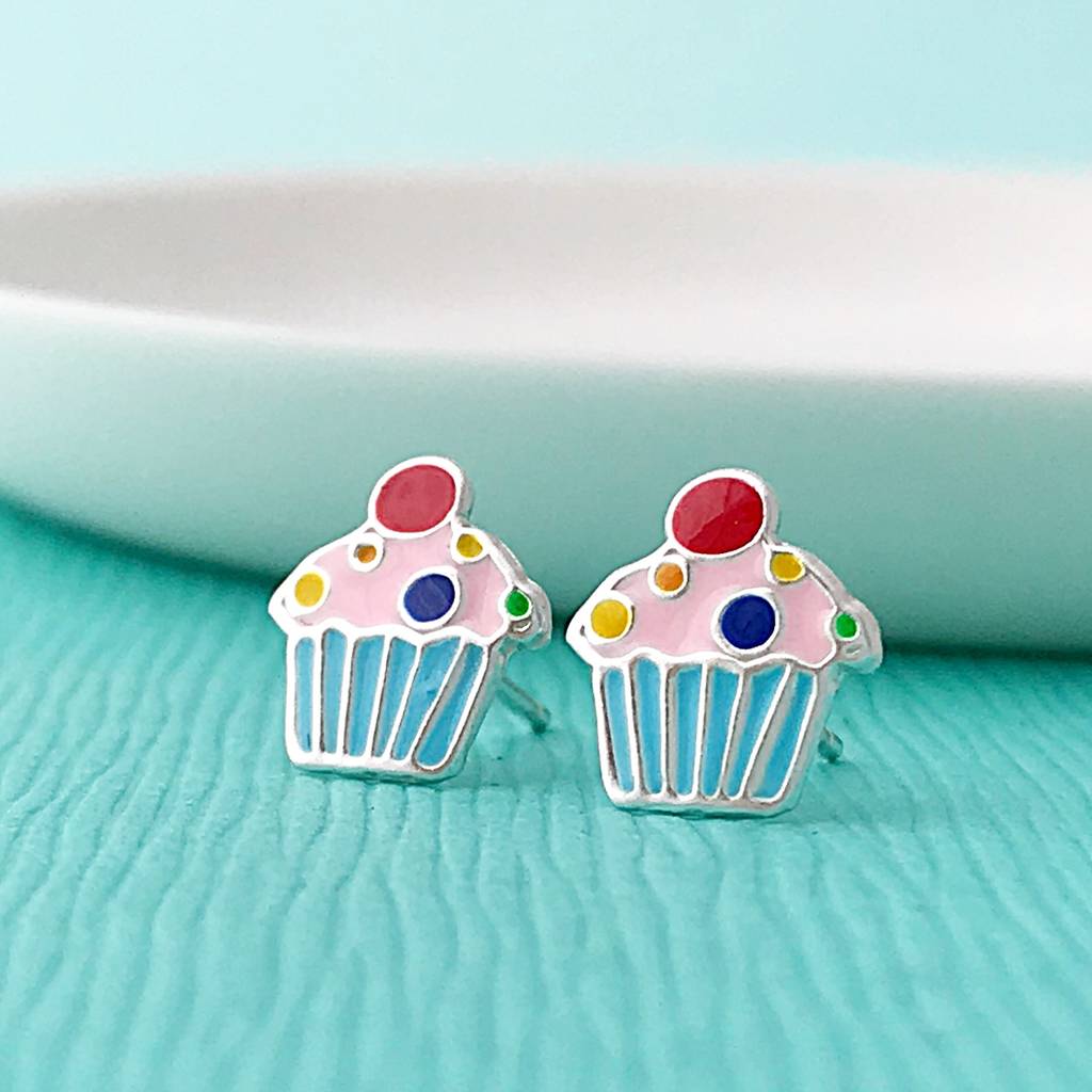 Personalised Sterling Silver Cupcake Earrings By Sophie Jones Jewellery