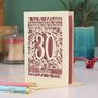 Personalised 30th Birthday Card Papercut Flower Design, thumbnail 3 of 5