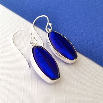 Silver Earrings With Ellipse Of Murano Glass, 7 of 12