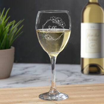 Personalised Floral Geometric Shape Wine Glass, 4 of 10