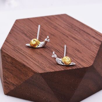 Tiny Little Snail Stud Earrings In Sterling Silver, 3 of 11