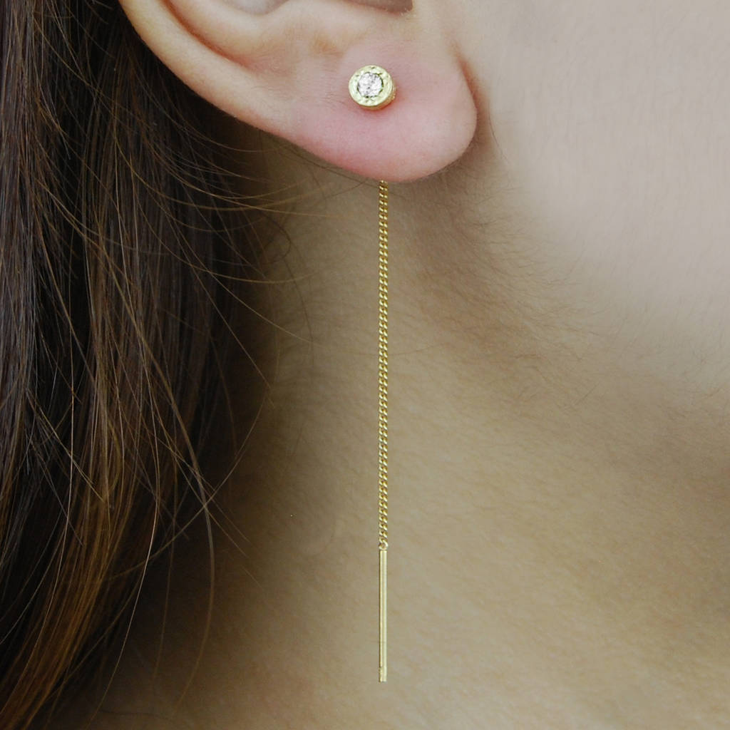 Topaz November Birthstone Threader Rose Gold Earrings By Embers Yellow Gold Threader Earrings