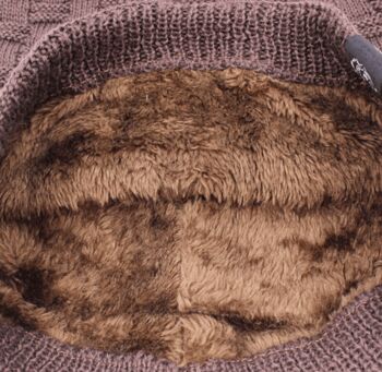 Warm Heat Holder Fur Lined Chemo Beanie Hat, 3 of 10