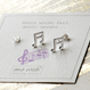 Music Note Stud Earrings In Sterling Silver, thumbnail 1 of 7