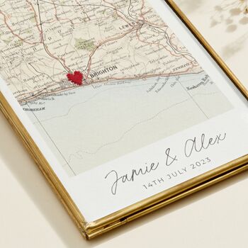 Personalised Vintage Map Picture With Stitched Heart, 3 of 7