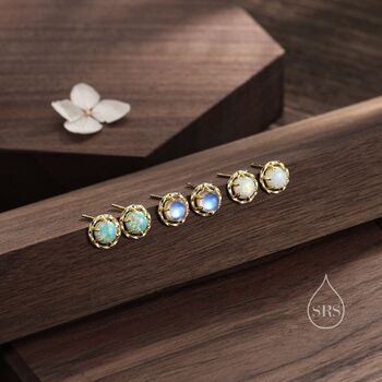 White Opal Thorn Claw Stud Earrings, 7 of 11