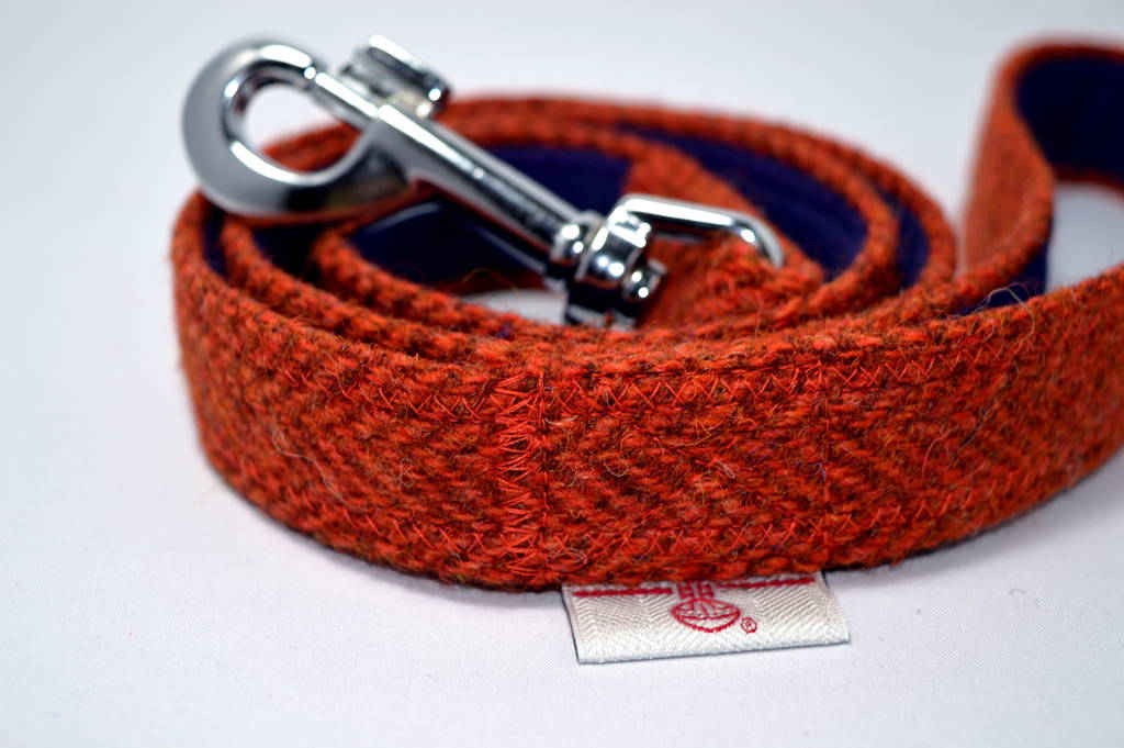 herringbone harris tweed dog lead by my mcdawg