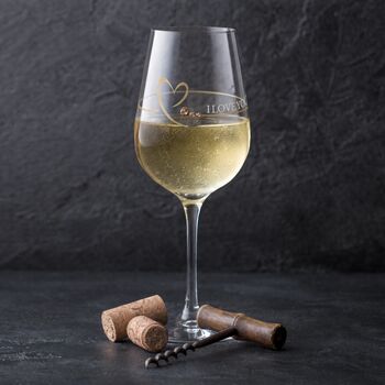 Personalised Golden Heart Wine Glass With Crystals, 2 of 5