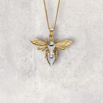 9ct Mixed Gold Bee Necklace, 2 of 8