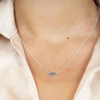 Silver Plated Dainty Tiny Small Heart Pendant Necklace, 2 of 6