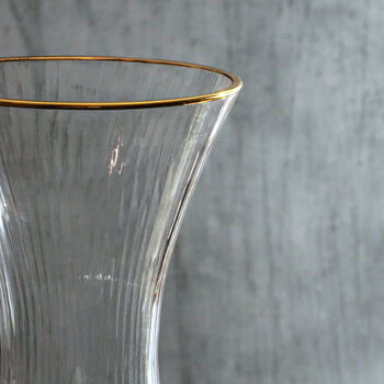 G Decor Ribbed Curved Decanter With Gold Rim, 3 of 3