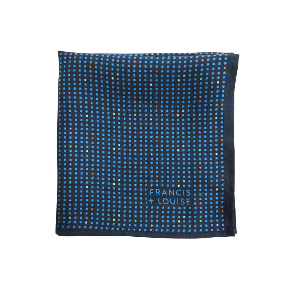 Logic Blue Geometric Silk Pocket Square