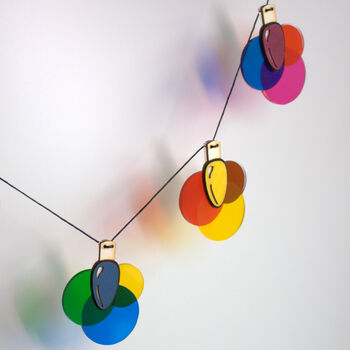 Wooden Bulb Bunting With Colour Flare Halo Effect, 4 of 5