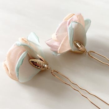 Mint Green And Pink Floral Hair Pin Set, 5 of 5