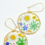 Medium Earrings With Daisies, Lavender And Green Flowers, thumbnail 6 of 12