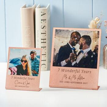 Personalised Couples Seven Year Anniversary Copper Photo Print, 2 of 8