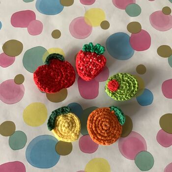 Set Of Five Hand Crochet Clog Shoe Charms, 2 of 9