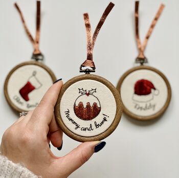 Personalised Embroidered Christmas Hoop Decoration, 7 of 12