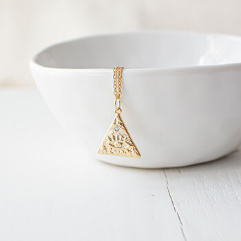Gold Plated Triangle Eye Necklace, 3 of 7