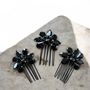 Black Crystal Hair Comb Set, thumbnail 2 of 3
