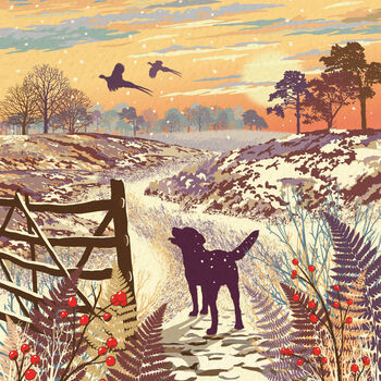 Labrador Heathland Dog Walking Christmas Card, 2 of 11