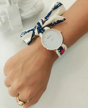 Blue Red Changeable Women Cotton Strap Wrist Watch, 8 of 9