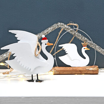 Christmas Tree Swan In Santa Hat Decoration, 2 of 2