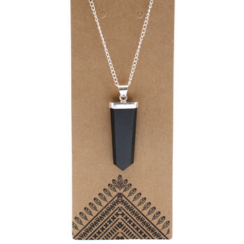 Gemstone Flat Pencil Pendant Black Agate, 7 of 8
