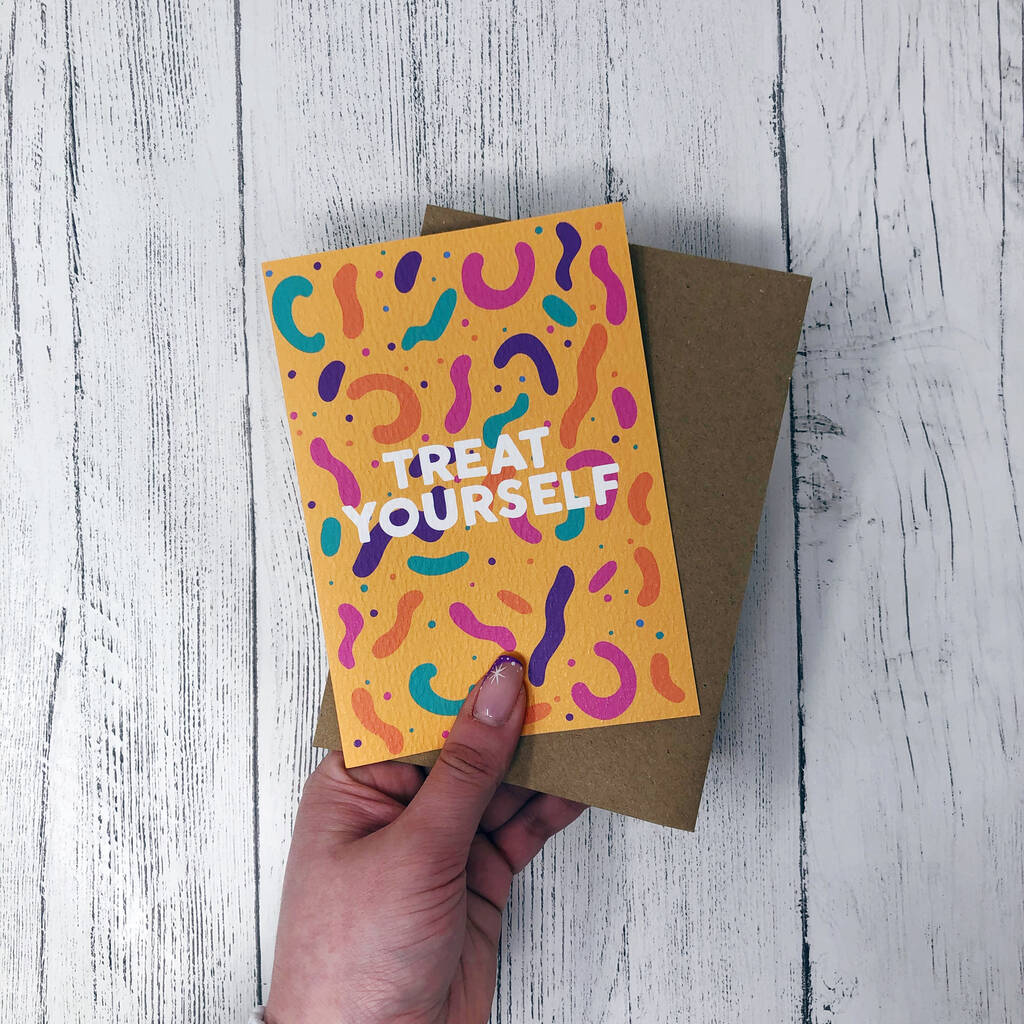 birthday card 'treat yourself' cardxoxo designs