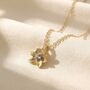 Aquamarine March Daffodil Birthflower Charm Necklace, thumbnail 1 of 3