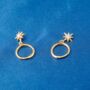 Gold Starburst Charm Hoop Earrings, thumbnail 6 of 7