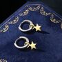 Star Charm Huggie Hoop Earrings In Sterling Silver, thumbnail 1 of 10