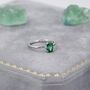 Sterling Silver One Carat Emerald Green Cz Oval Cut Ring, thumbnail 7 of 11