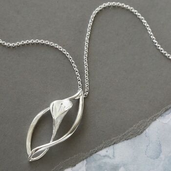 Sterling Silver Calla Lily Ellipse Necklace, 5 of 6