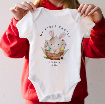 My First Easter Bunny Bodysuit With Name, 4 of 12
