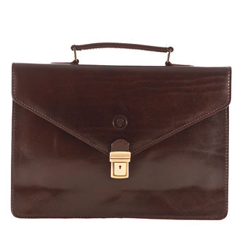 Small Italian Leather Briefcase. 'The Lorenzo' By Maxwell-Scott