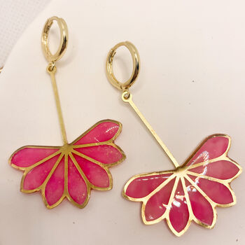 Pink Floral Statement Drop Earrings For Her, 5 of 9